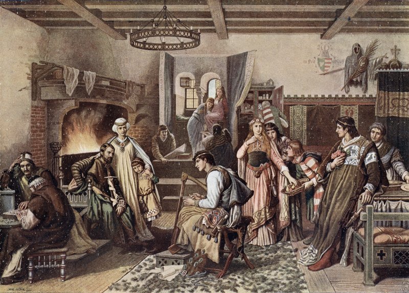In de grote zaal van een kasteel in Duitsland door German School