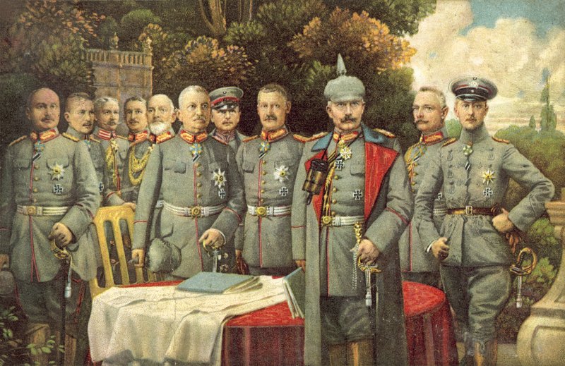 Kaiser Wilhelm II van Duitsland en zijn generaals door German School