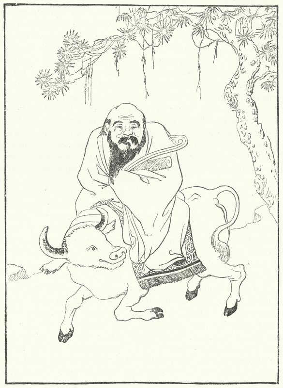 Laozi, oude Chinese filosoof, op een waterbuffel door German School