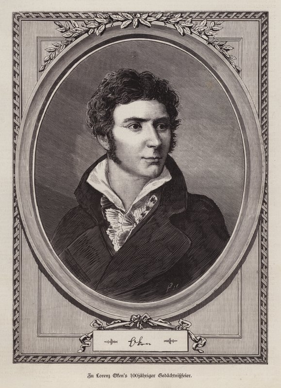 Lorenz Oken, Duitse natuuronderzoeker, botanicus, bioloog en ornitholoog (gravure) door German School