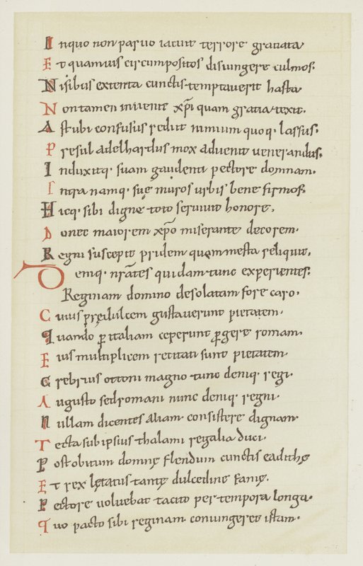 Manuscript geschreven door Hrotswitha van Gandersheim waarin de ontsnapping van koningin Adelheid wordt beschreven door German School
