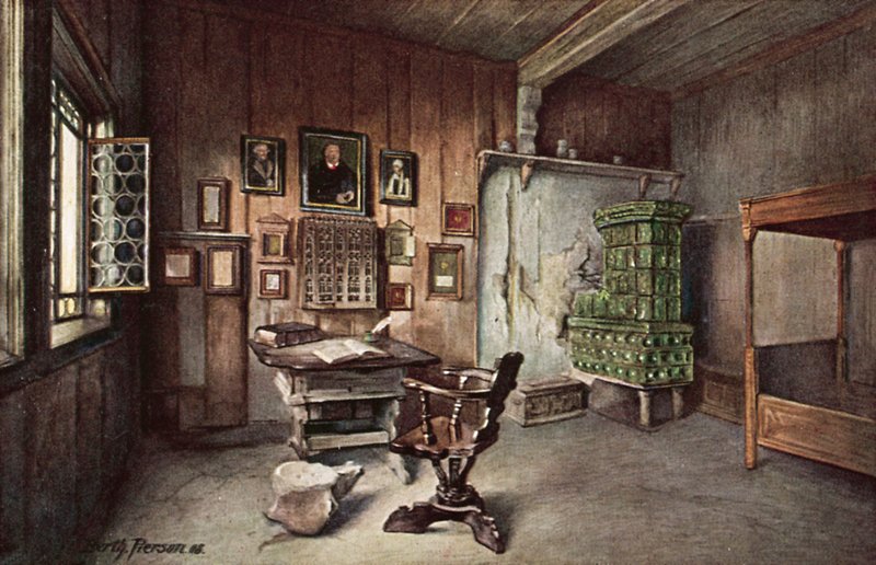 Studie van Martin Luther in de Wartburg, Eisenach, Duitsland door German School
