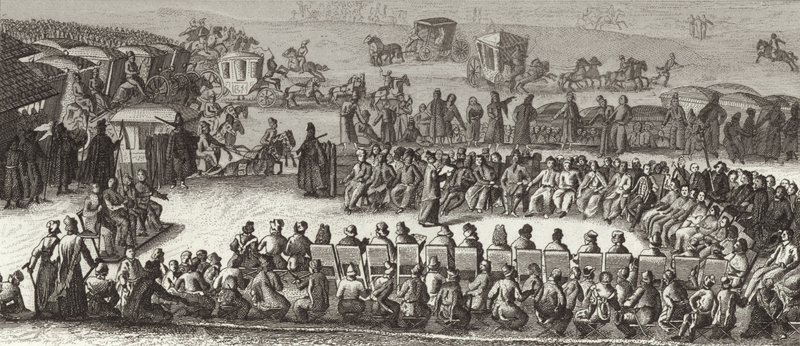 Vergadering van de Poolse Nationale Vergadering. Illustratie voor Bilder-Atlas (gravure) door German School