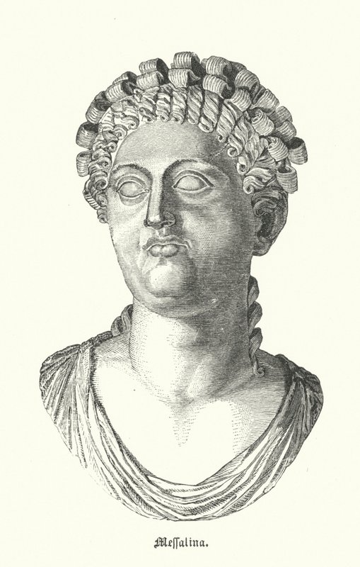 Messalina, derde vrouw van de Romeinse keizer Claudius (gravure) door German School