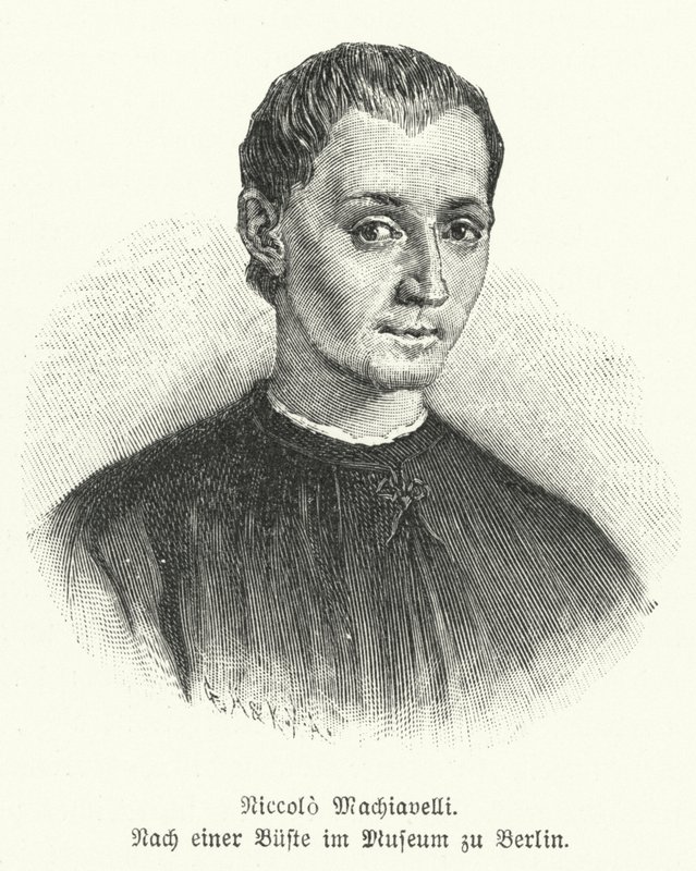 Niccolo Machiavelli, Italiaanse diplomaat, politicus, filosoof en schrijver (litho) door German School
