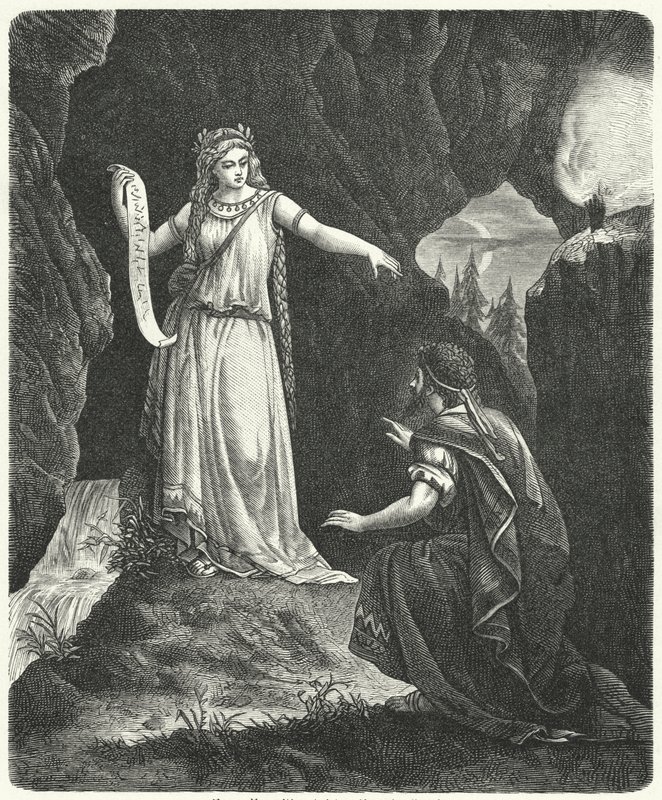 Numa Pompilius met de nimf Egeria (gravure) door German School