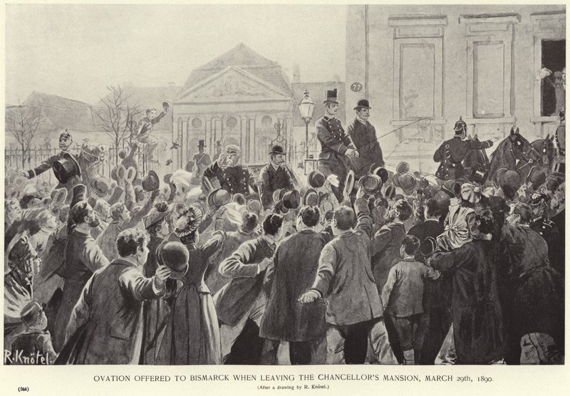 Ovation aangeboden aan Otto von Bismarck bij het verlaten van het kanseliershuis door German School