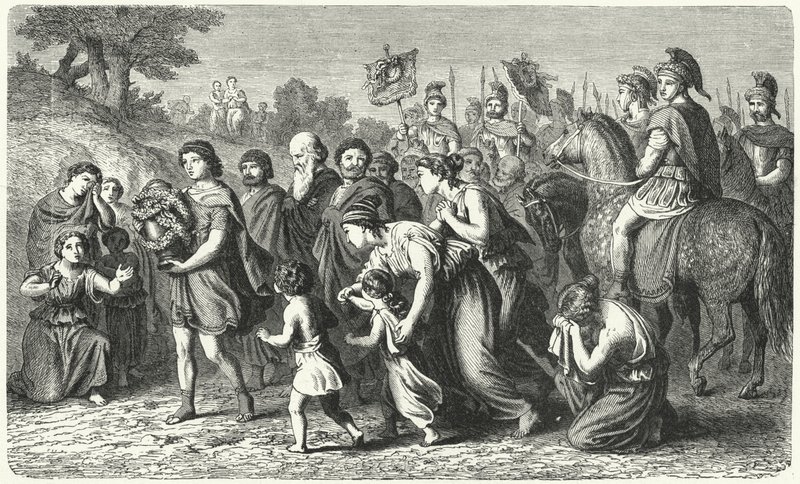 Polybius draagt de as van Philopoemen in een plechtige processie naar Megalopolis door German School
