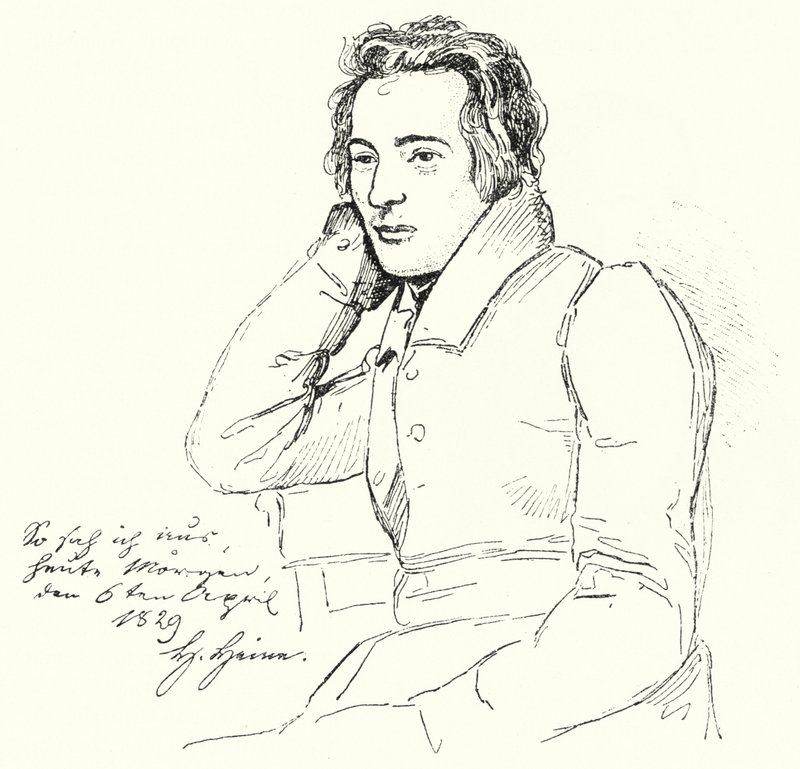 Portret van de Duitse dichter en schrijver Heinrich Heine als jonge man door German School