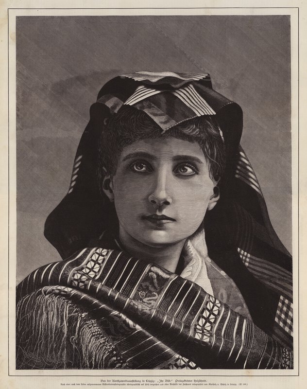 Portret van een vrouw, prijswinnende houtsnede van de Arts and Crafts Exhibition, Leipzig, Duitsland door German School