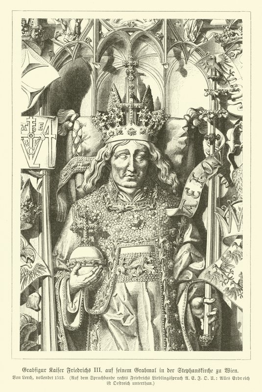 Portret van de Heilige Roomse Keizer Frederik III, van zijn graf in de Stephansdom, Wenen door German School