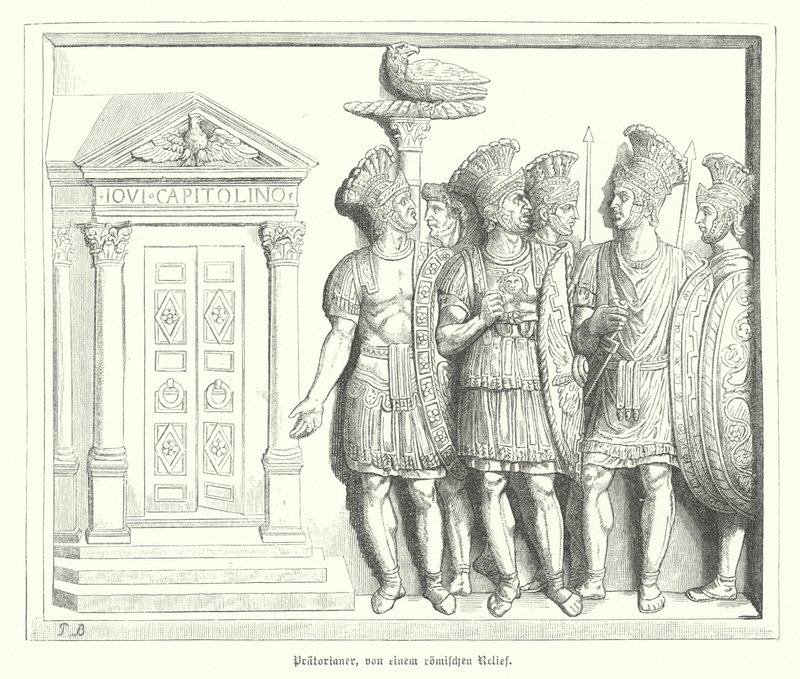 Pretoriaanse Garde, naar een Romeins reliëf (gravure) door German School