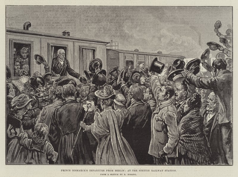Vertrek van prins Bismarck uit Berlijn, op het station Stettin door German School
