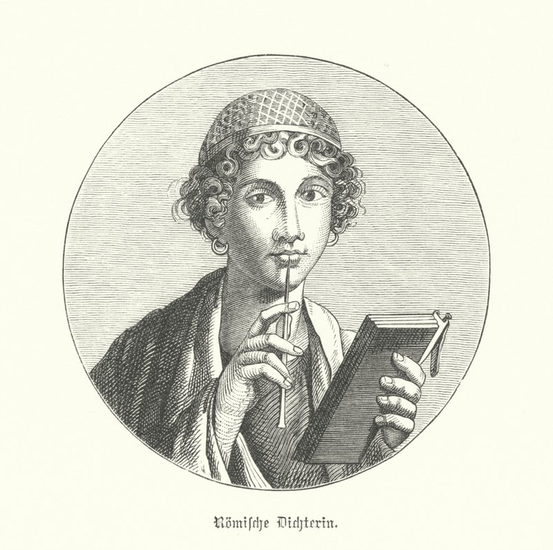 Romeinse dichteres (gravure) door German School