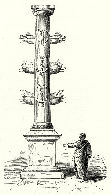 Rostral kolom van Gaius Duilius, ter herdenking van de Romeinse zege op de Carthagers bij de Slag bij Mylae in 260 v.Chr. door German School