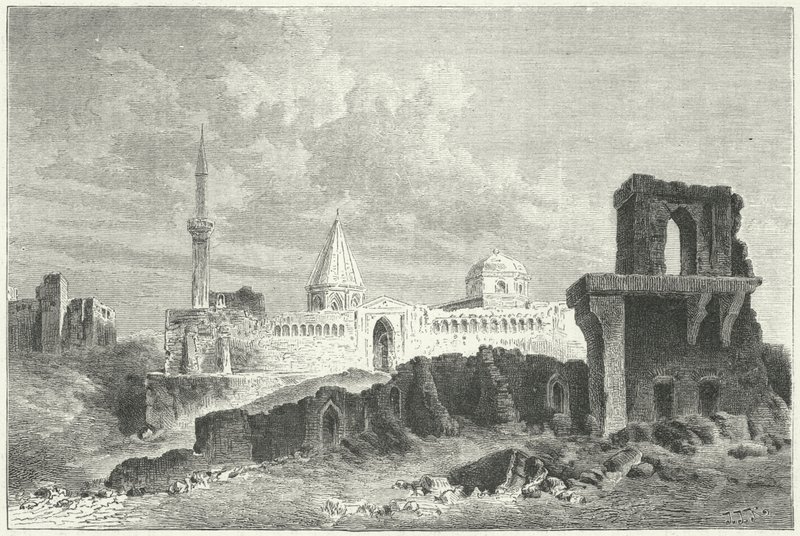 Ruïnes van het Paleis van de Seldjoeken in Konya, Turkije (gravure) door German School