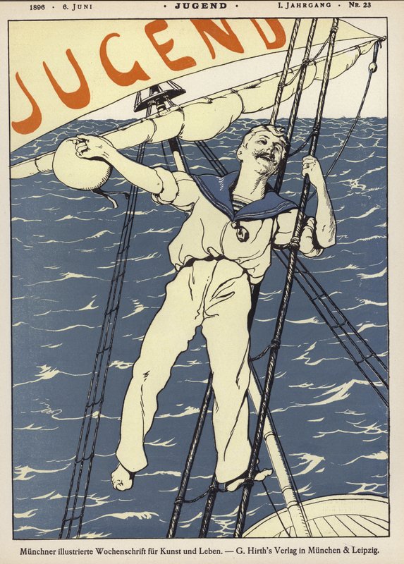 Matroos in het tuig van een schip door German School
