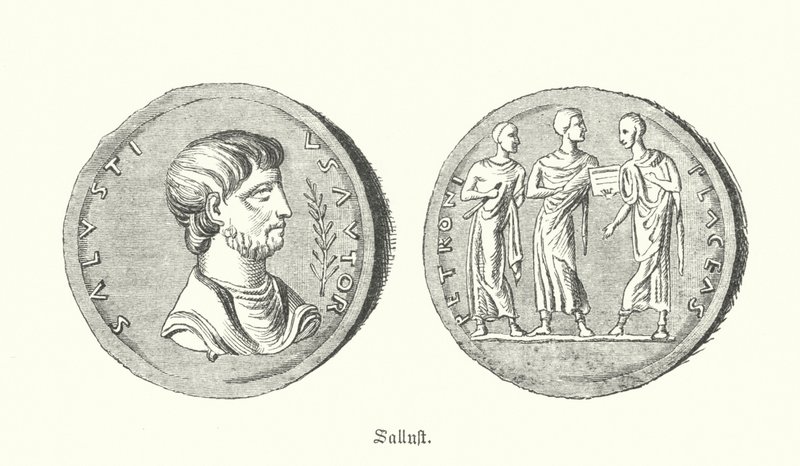 Sallustius, Romeins historicus en politicus (gravure) door German School