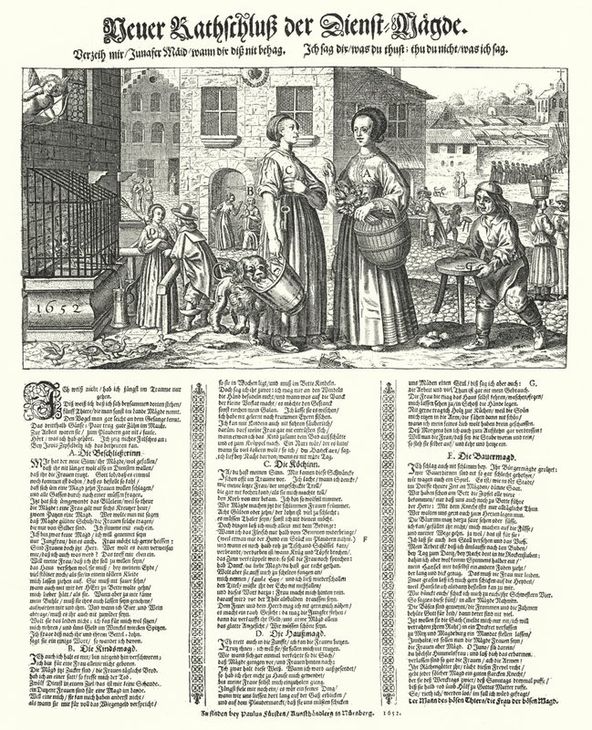 Satirisch gedicht over de ondeugden van bedienden door German School