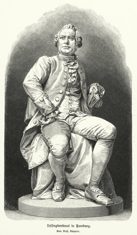 Standbeeld in Hamburg door Fritz Schaper van Duitse dramaturg en filosoof Gotthold Ephraim Lessing door German School