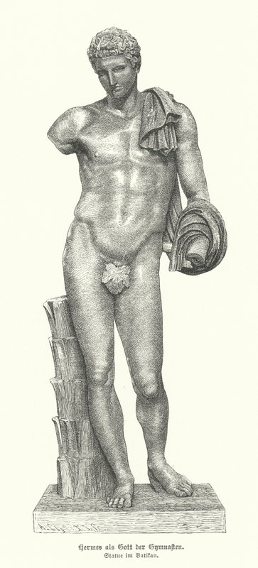 Standbeeld van de Oud-Griekse god Hermes als de god van gymnasten door German School