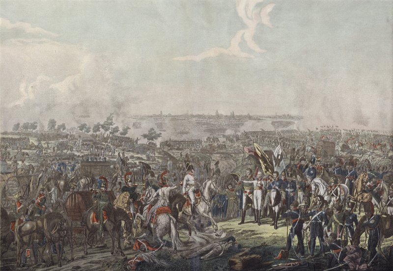 De Prins van Schwarzenberg brengt nieuws van de overwinning bij de Slag om Leipzig aan de geallieerde vorsten op de avond van 18 oktober 1813 door German School