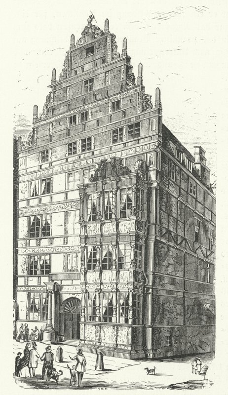 Het huis van de Duitse polymath Gottfried Wilhelm Leibniz in Hannover (gravure) door German School