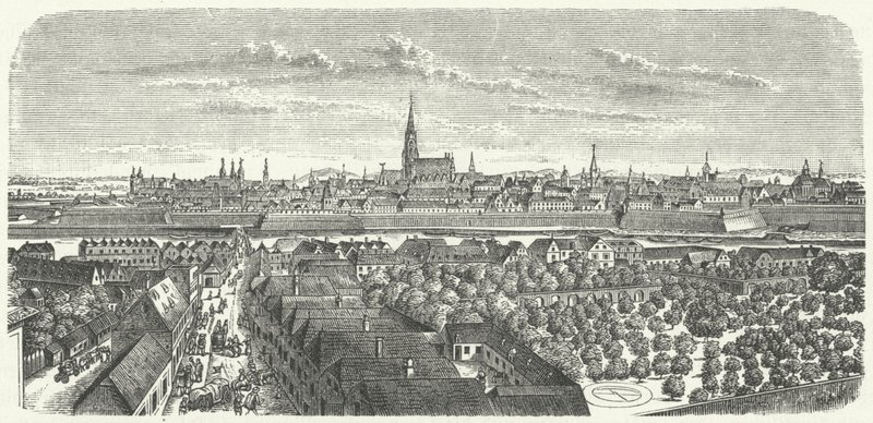 Wenen in het midden van de 17e eeuw (gravure) door German School