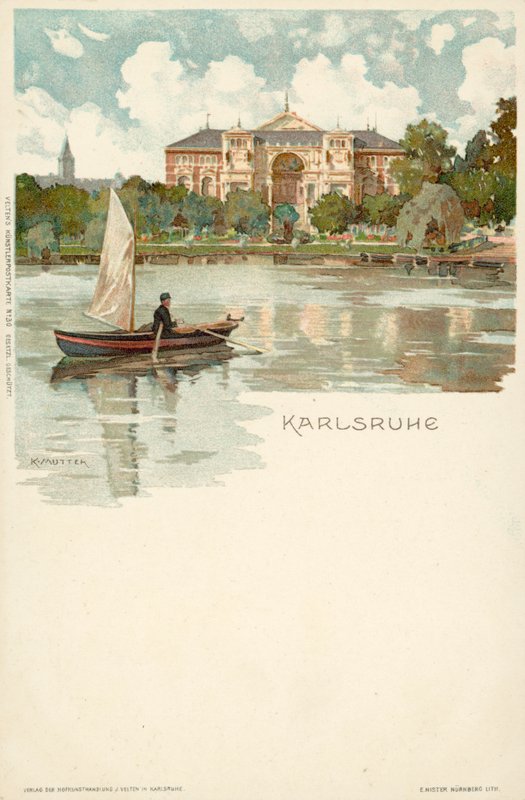 Uitzicht op de stad Karlsruhe in Duitsland door German School