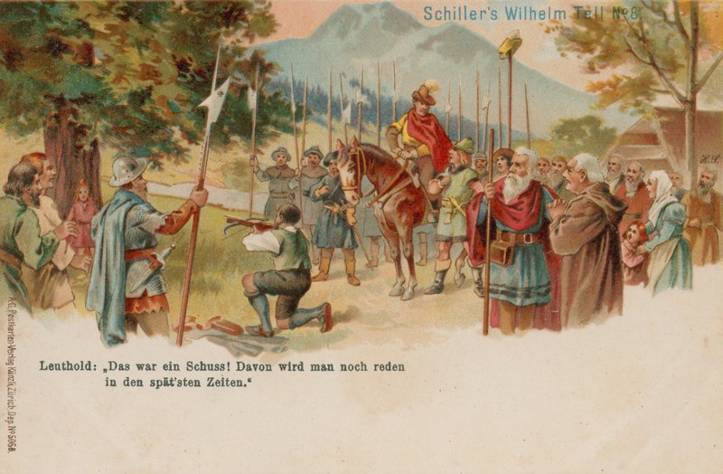 Willem Tell schiet de appel van het hoofd van zijn zoon door German School
