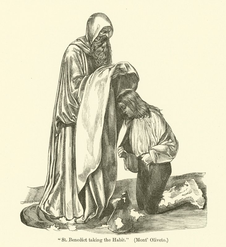 Sint Benedictus neemt het habijt aan door Giovanni Antonio Bazzi Sodoma