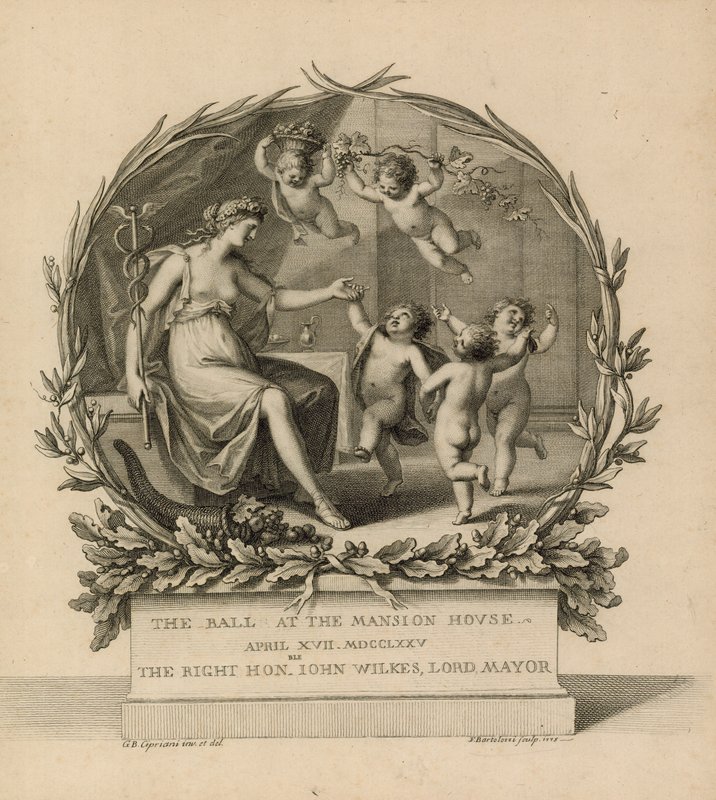 Toegangsbewijs voor het bal in het Mansion House, Londen, 17 april 1775 door Giovanni Battista Cipriani