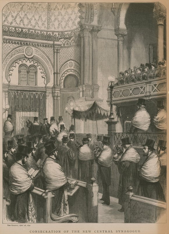 Inwijding van de Nieuwe Centrale Synagoge (gravure) door Godefroy Durand