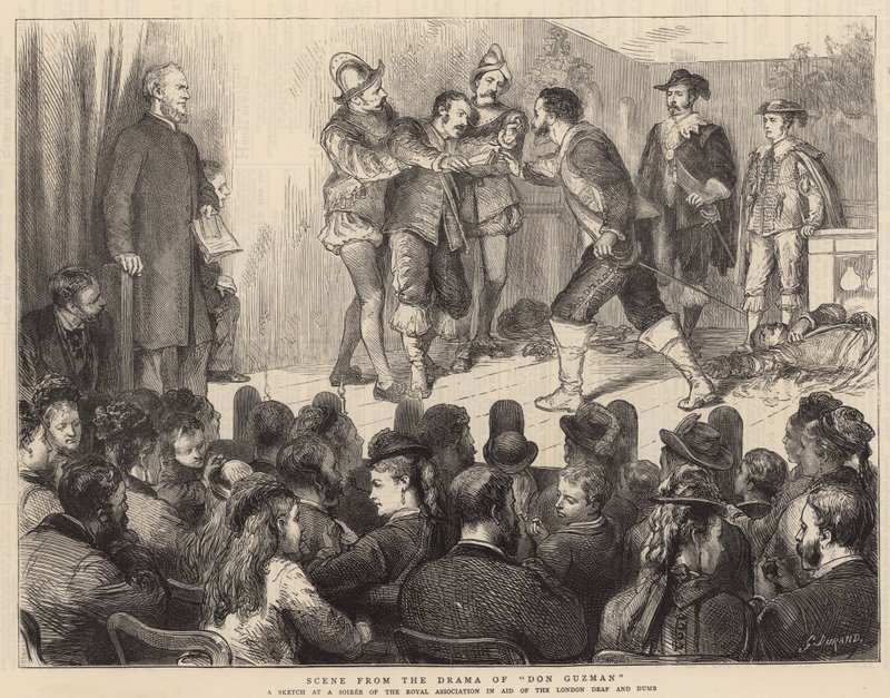 Scène uit het drama van Don Guzman (gravure) door Godefroy Durand