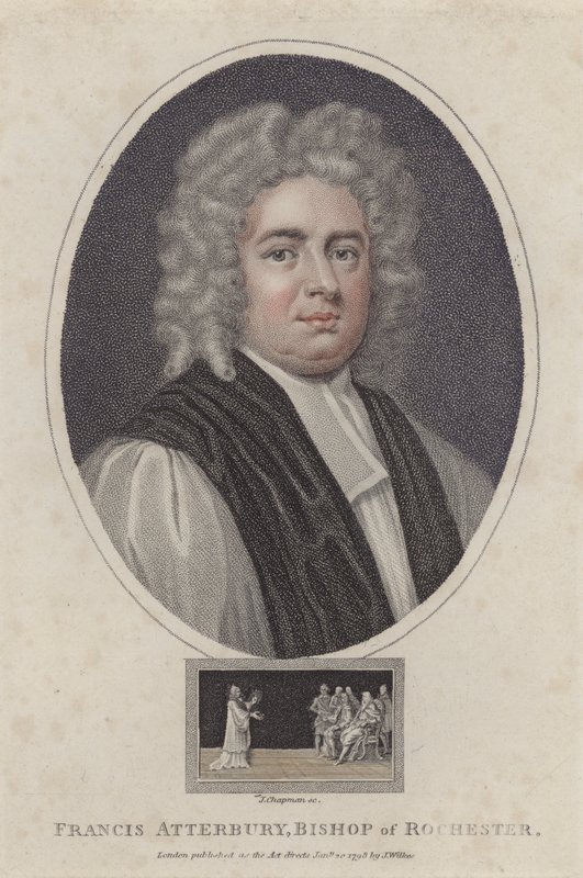 Francis Atterbury, bisschop van Rochester (gekleurde gravure) door Godfrey (after) Kneller