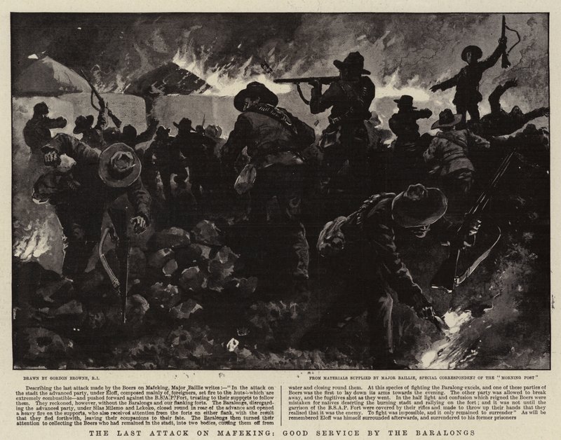 De laatste aanval op Mafeking, goede dienst door de Baralongs door Gordon Frederick Browne