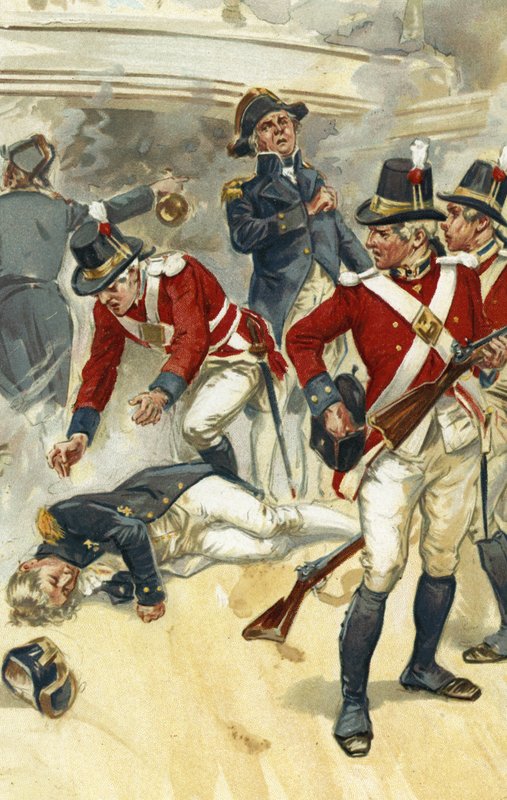 Admiraal Lord Nelson dodelijk gewond in de slag bij Trafalgar door Gordon Frederick Browne