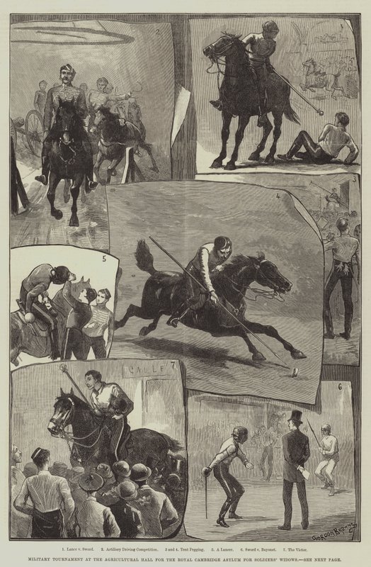 Militair Toernooi in de Agricultural Hall voor het Royal Cambridge Asylum voor Soldatenweduwen door Gordon Frederick Browne