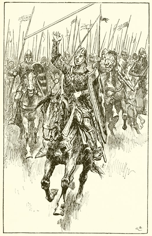Normandiërs aanvallen bij de Slag bij Hastings door Gordon Frederick Browne