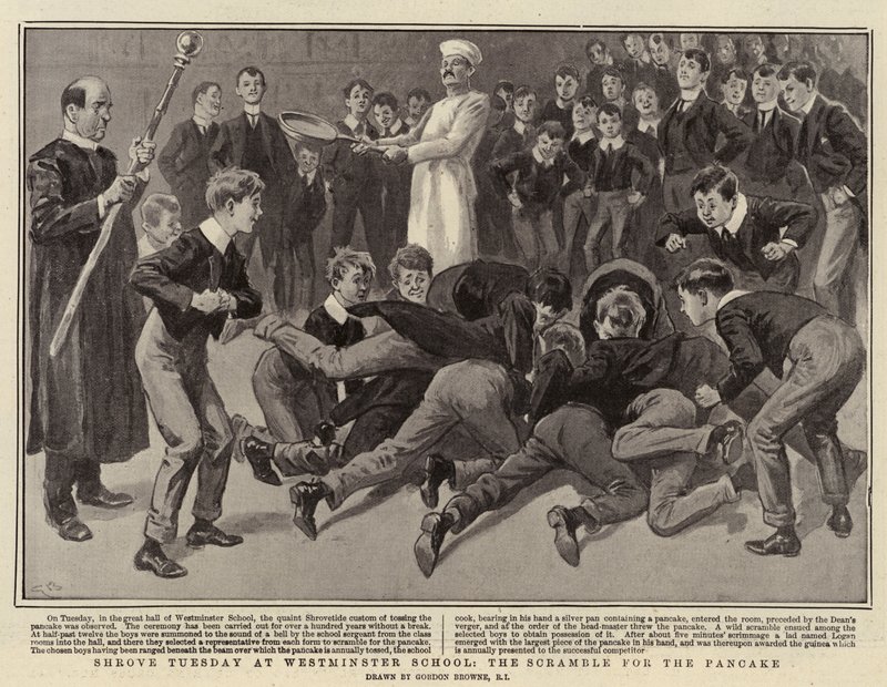 Vastenavond op Westminster School, de Strijd om de Pannenkoek door Gordon Frederick Browne