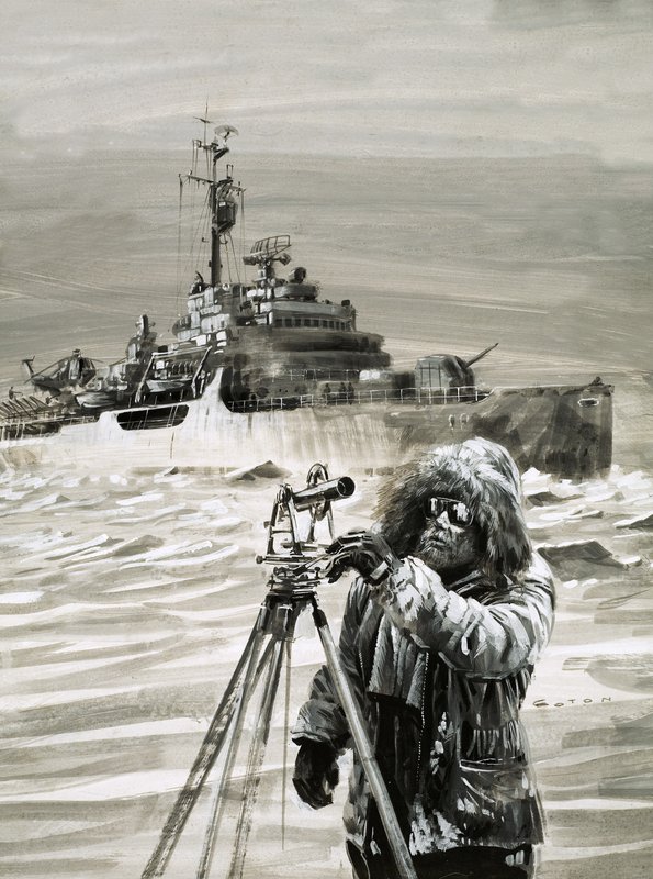 Een lid van het British Antarctic Survey Team aan het werk door Graham Coton