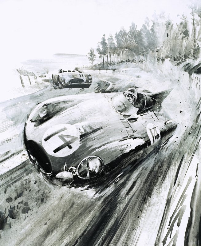 Jaguar D-type op Le Mans 1954 door Graham Coton