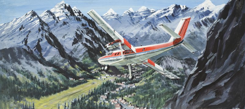 De Havilland Twin Otter (gouache op papier) door Graham Coton