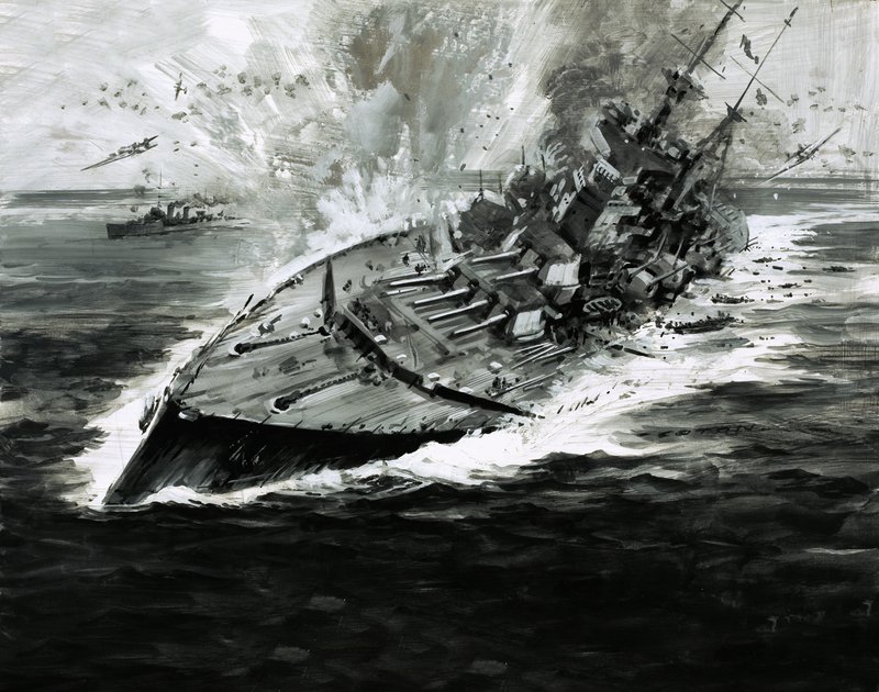 Zinkend slagschip door Graham Coton