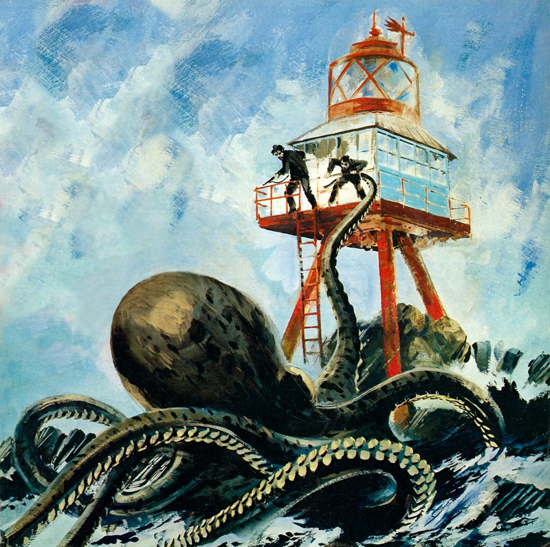 Het monster van Serrana Cay (kleurenlitho) door Graham Coton