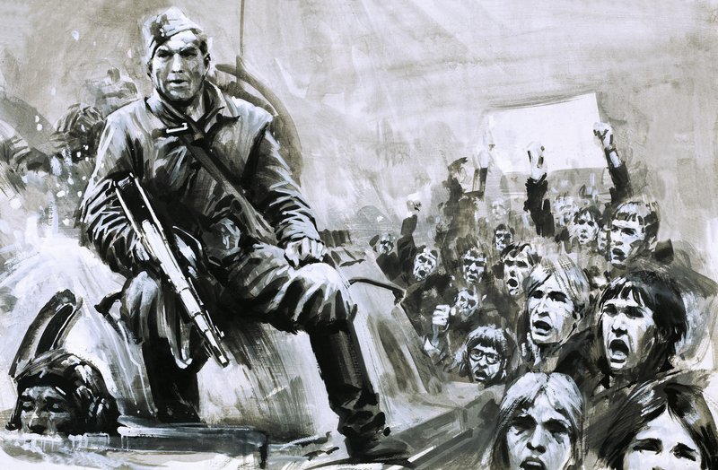 Ongeïdentificeerde soldaat op tank door Graham Coton