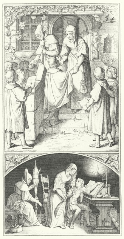 Maarten Luther als jonge student zingend in de stad Eisenach door Gustav Ferdinand Leopold Konig
