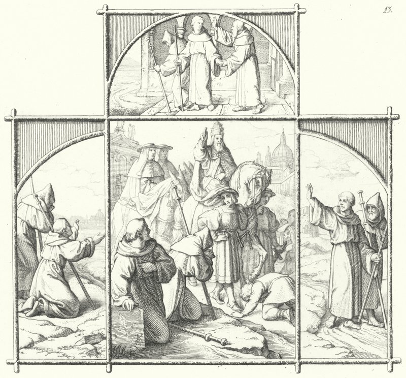 Maarten Luthers reis naar Rome (gravure) door Gustav Ferdinand Leopold Konig