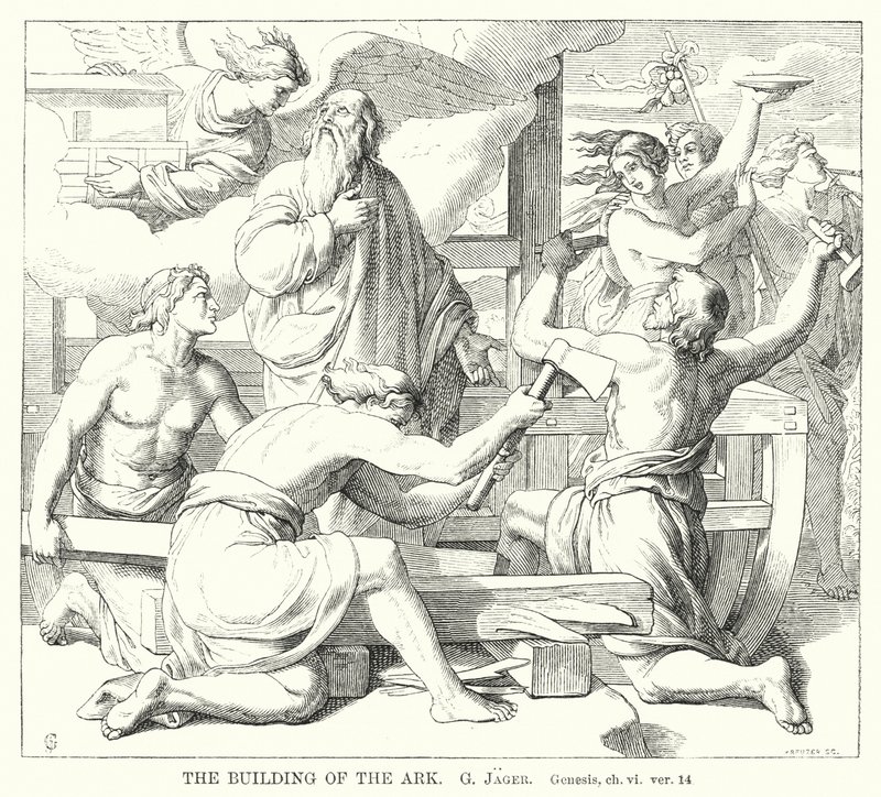 De Bouw van de Ark, Genesis, hoofdstuk 6, vers 14 door Gustav Jager