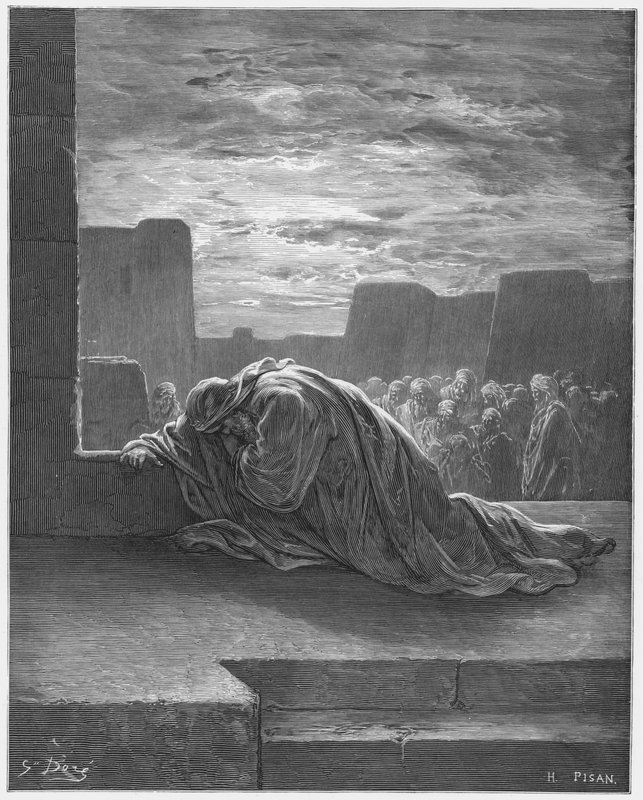 Gustave Doré Bijbel: Ezra in gebed door Gustave Dore
